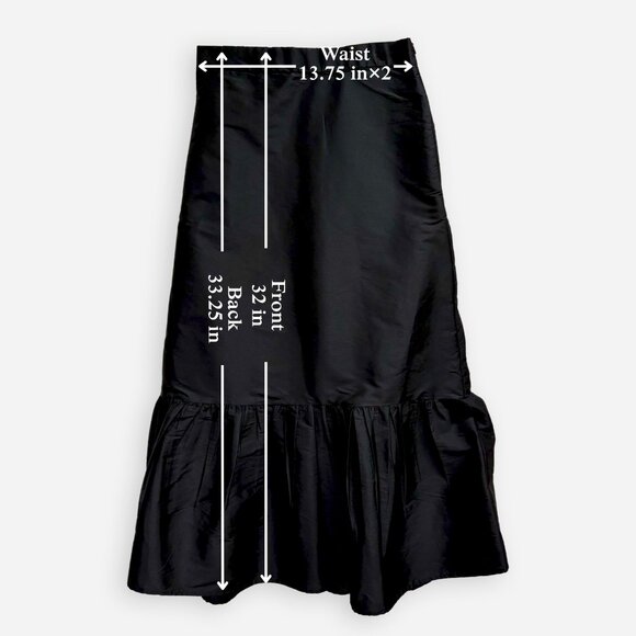 ZARA Ruffled Midi Skirt Black Taffeta Size XS Pockets New Without Tags - Picture 6 of 6